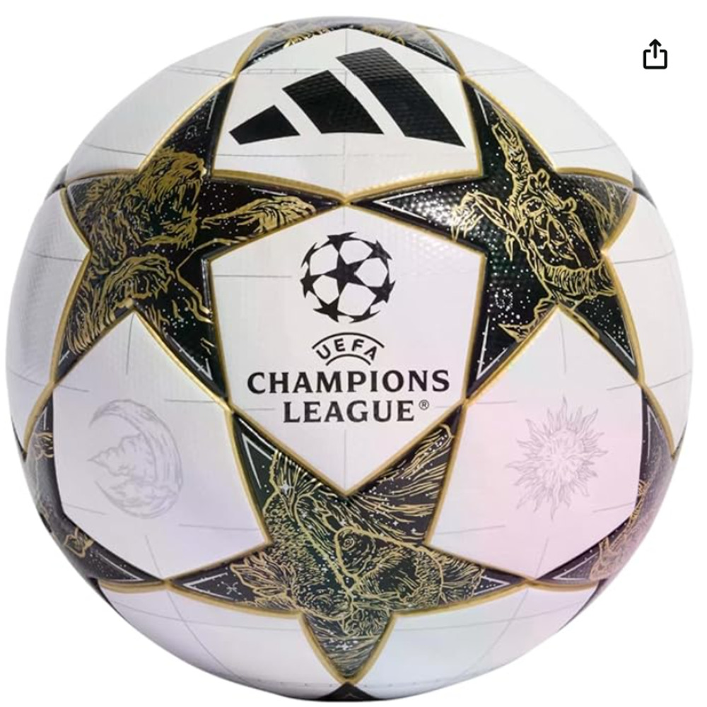 Adidas Unisex-Adult 25/26 UCL League Soccer Ball, White/Black/Gold Metallic, 5